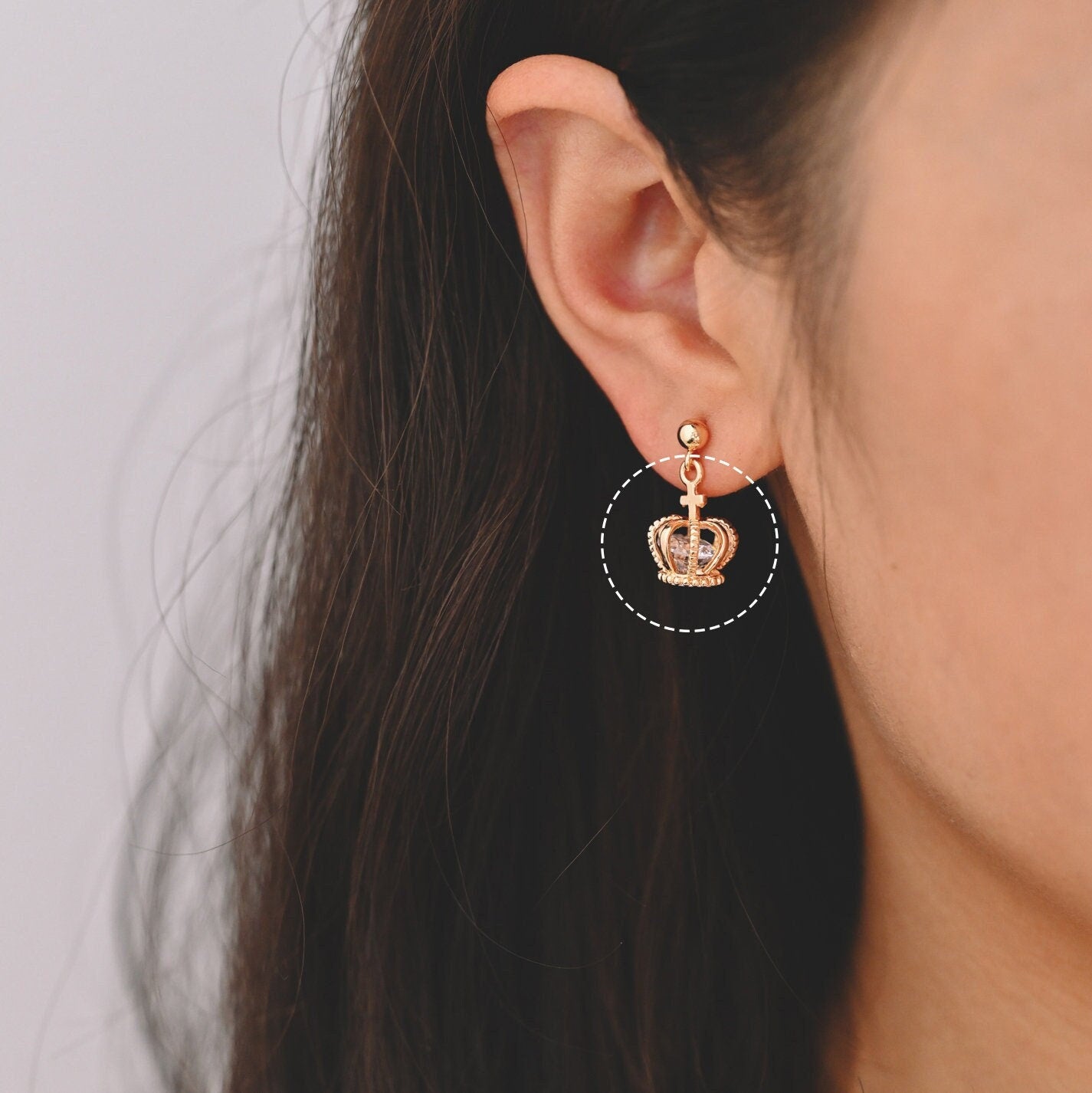 4pcs Gold Crown Charms with CZ Diamond, Real Gold plated Brass Crown Pendants 15x11mm, Lead Nickel Free (GB-187)